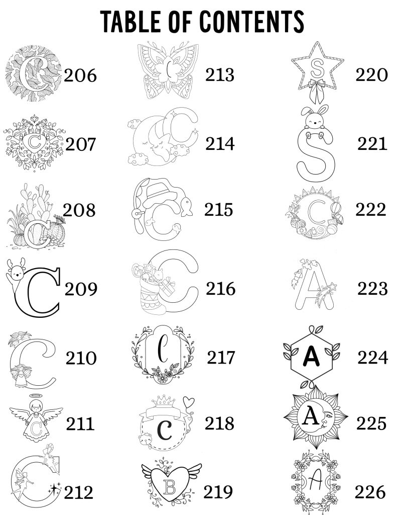 Table des matières modèles initiales