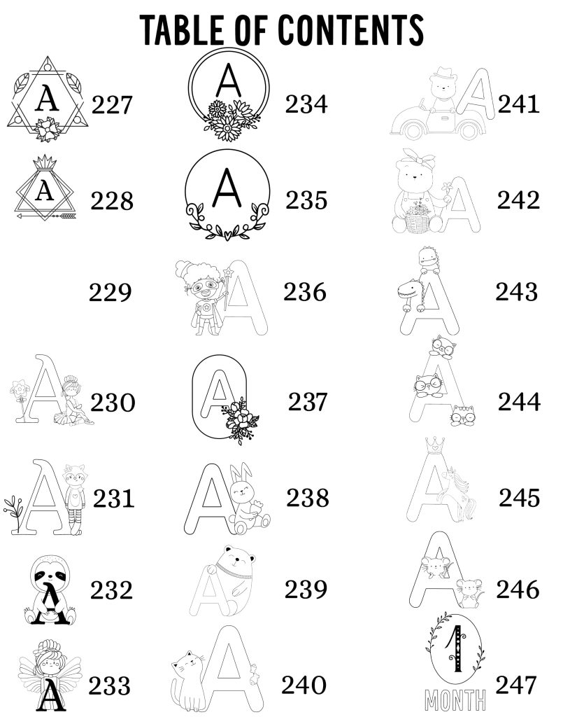Table des matières modèles initiales