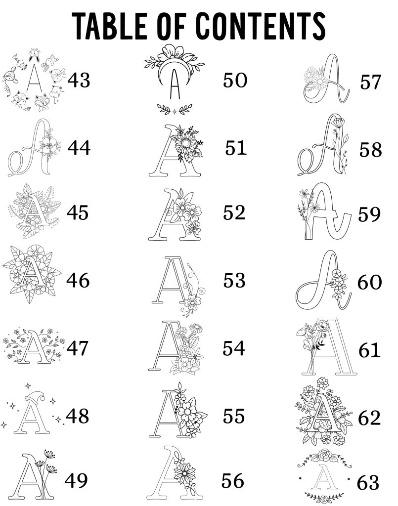 Table des matières modèles initiales