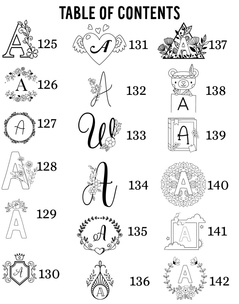 Table des matières modèles initiales