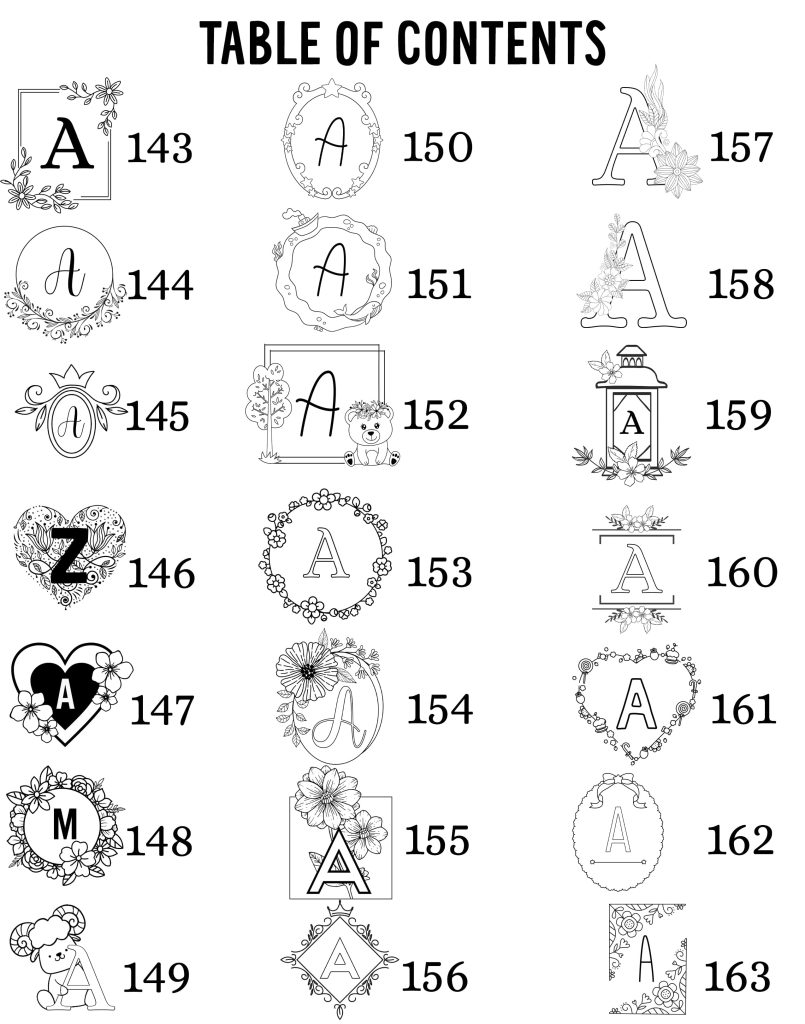 Table des matières modèles initiales